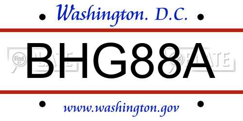 BHG88A District Of Columbia License Plate