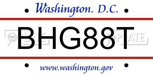 BHG88T District Of Columbia License Plate