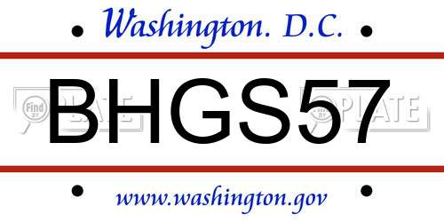 BHGS57 District Of Columbia License Plate