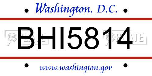 BHI5814 District Of Columbia License Plate