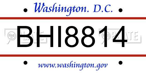 BHI8814 District Of Columbia License Plate