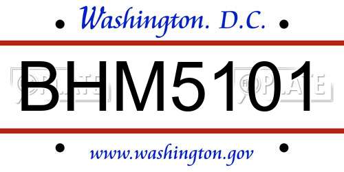 BHM5101 District Of Columbia License Plate