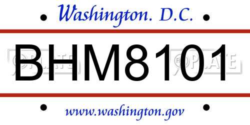 BHM8101 District Of Columbia License Plate