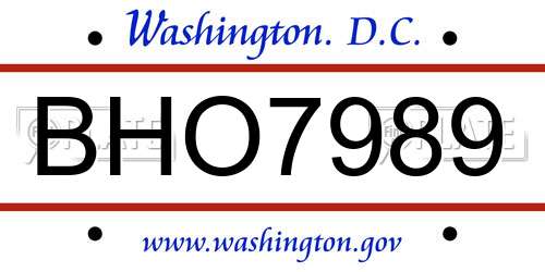 BHO7989 District Of Columbia License Plate