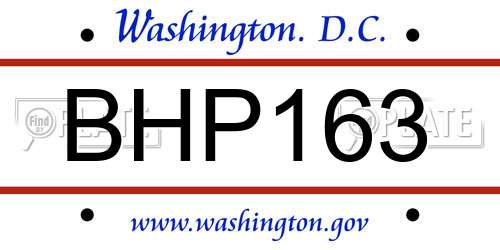 BHP163 District Of Columbia License Plate