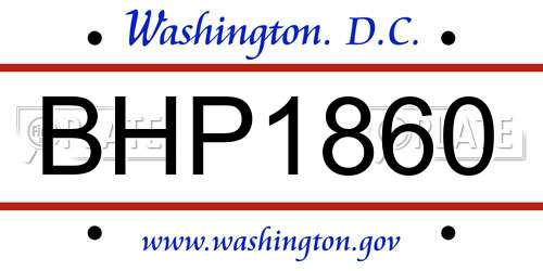 BHP1860 District Of Columbia License Plate