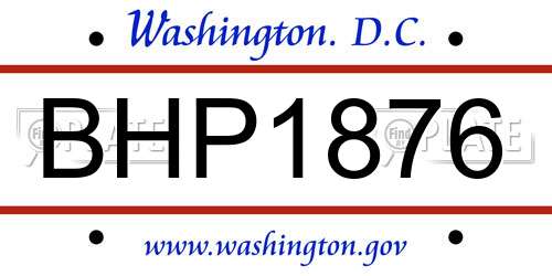 BHP1876 District Of Columbia License Plate