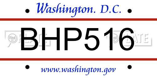BHP516 District Of Columbia License Plate