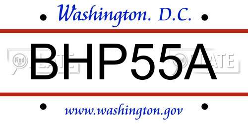 BHP55A District Of Columbia License Plate