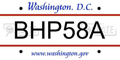 BHP58A District Of Columbia License Plate