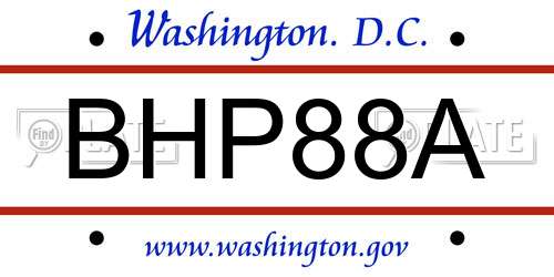 BHP88A District Of Columbia License Plate