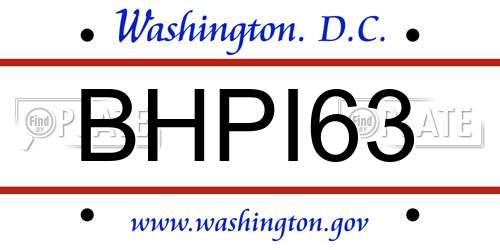 BHPI63 District Of Columbia License Plate
