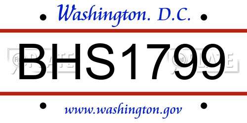 BHS1799 District Of Columbia License Plate