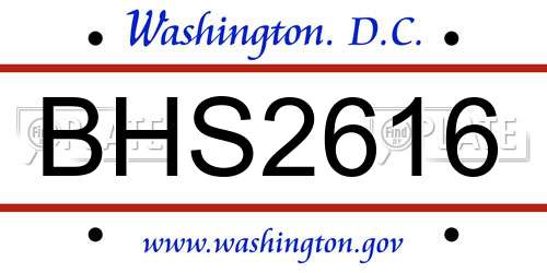 BHS2616 District Of Columbia License Plate