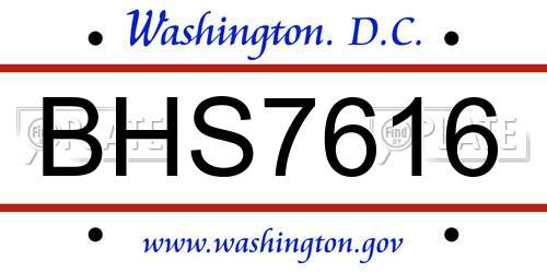 BHS7616 District Of Columbia License Plate