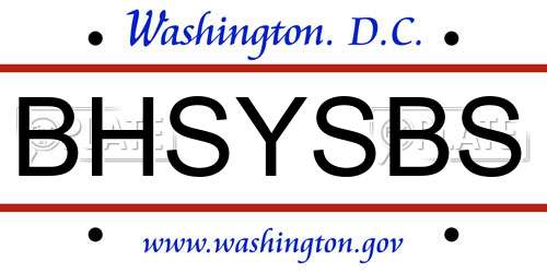 BHSYSBS District Of Columbia License Plate