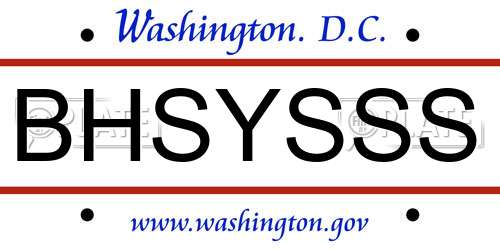 BHSYSSS District Of Columbia License Plate