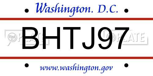BHTJ97 District Of Columbia License Plate