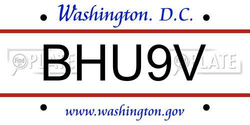 BHU9V District Of Columbia License Plate