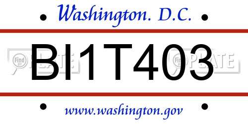 BI1T403 District Of Columbia License Plate