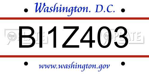 BI1Z403 District Of Columbia License Plate