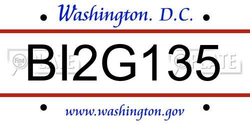 BI2G135 District Of Columbia License Plate