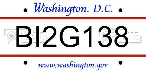 BI2G138 District Of Columbia License Plate