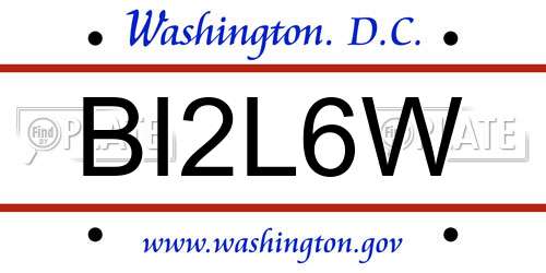 BI2L6W District Of Columbia License Plate