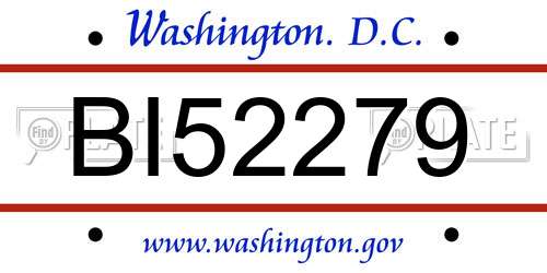 BI52279 District Of Columbia License Plate