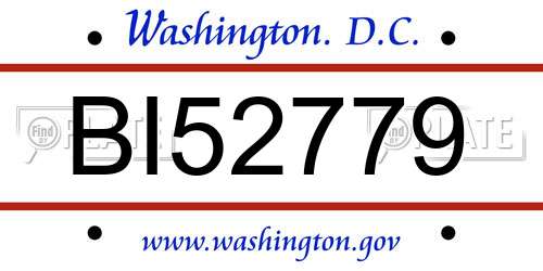 BI52779 District Of Columbia License Plate