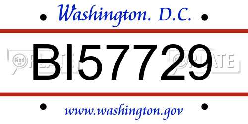 BI57729 District Of Columbia License Plate