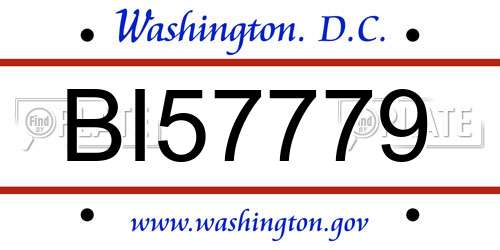 BI57779 District Of Columbia License Plate