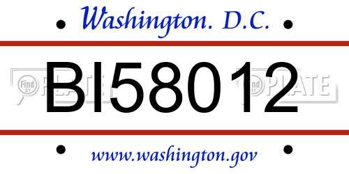 BI58012 District Of Columbia License Plate
