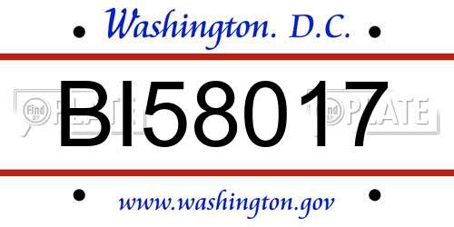 BI58017 District Of Columbia License Plate
