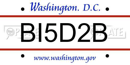 BI5D2B District Of Columbia License Plate