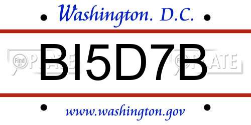 BI5D7B District Of Columbia License Plate