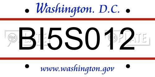 BI5S012 District Of Columbia License Plate