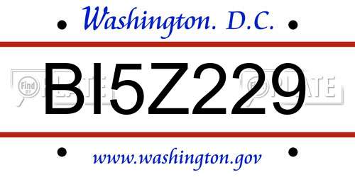 BI5Z229 District Of Columbia License Plate