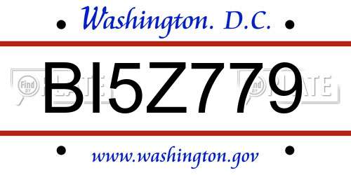 BI5Z779 District Of Columbia License Plate