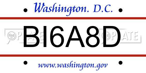 BI6A8D District Of Columbia License Plate