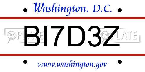 BI7D3Z District Of Columbia License Plate