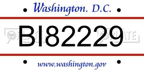 BI82229 District Of Columbia License Plate