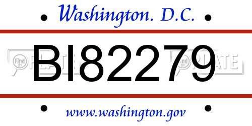 BI82279 District Of Columbia License Plate