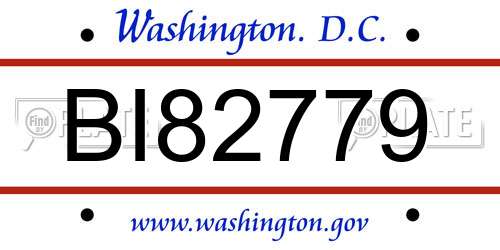 BI82779 District Of Columbia License Plate