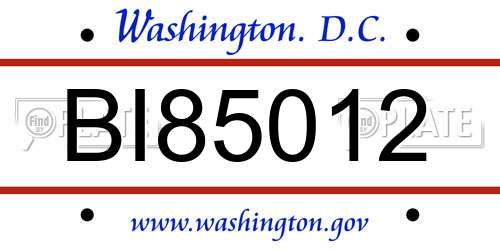 BI85012 District Of Columbia License Plate
