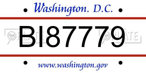 BI87779 District Of Columbia License Plate