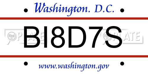 BI8D7S District Of Columbia License Plate