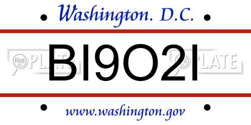 BI9O2I District Of Columbia License Plate