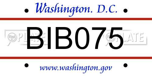BIB075 District Of Columbia License Plate