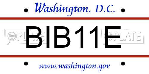 BIB11E District Of Columbia License Plate